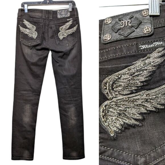 MISS ME Wing Design Pocket Skinny Jeans 29 - Picture 1 of 10